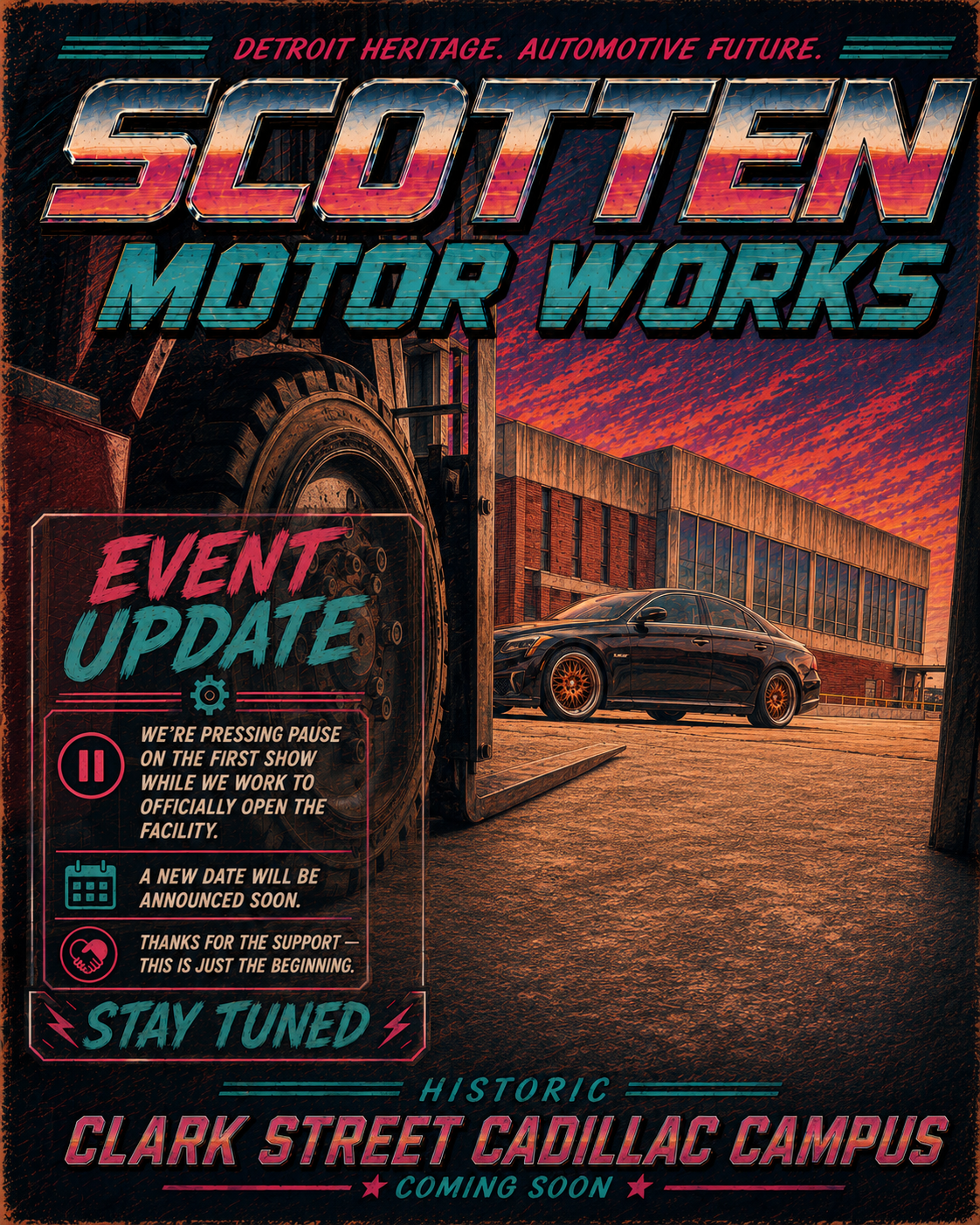 Scotten Motor Works restoration update at the historic Clark Street Cadillac campus.